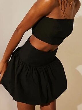 Free People Lula Bubble Skirt Set Black Tube Top Set S NWT $98